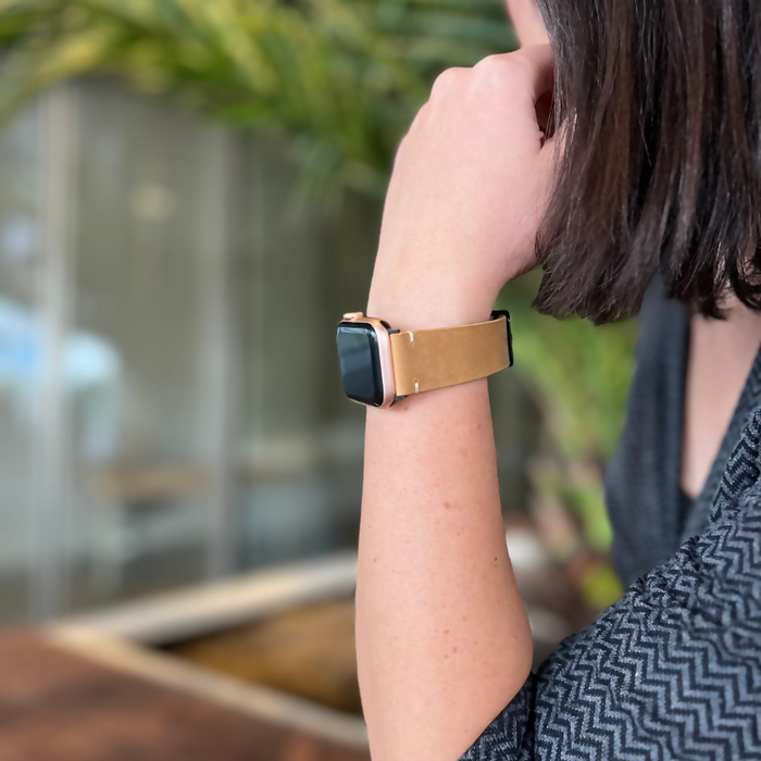 LEATHERE Handcrafted Genuine Leather Apple iWatch Strap Band in Burgundy