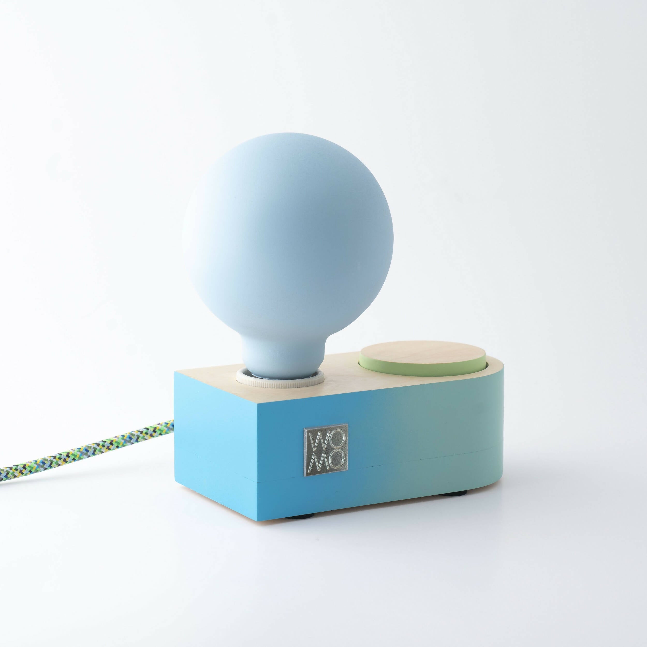 Pop Art Wooden Table Lamp, "Neptune", Blue Dimmable Table Lamp, Modern Bedside Lamp, Dimmer Light