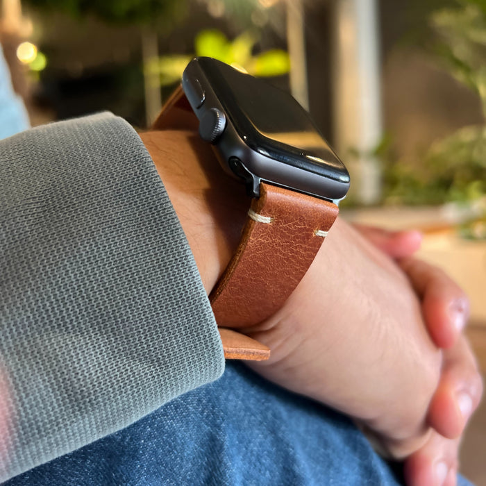 Handmade Genuine Leather iWatch Band in Terracotta 