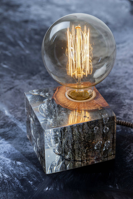 Transparent Epoxy Table Lamp, Epoxy Resin Light, Edison Bedside Lamp, Modern Table Lamp, Epoxy Lighting, Resin Nightlight