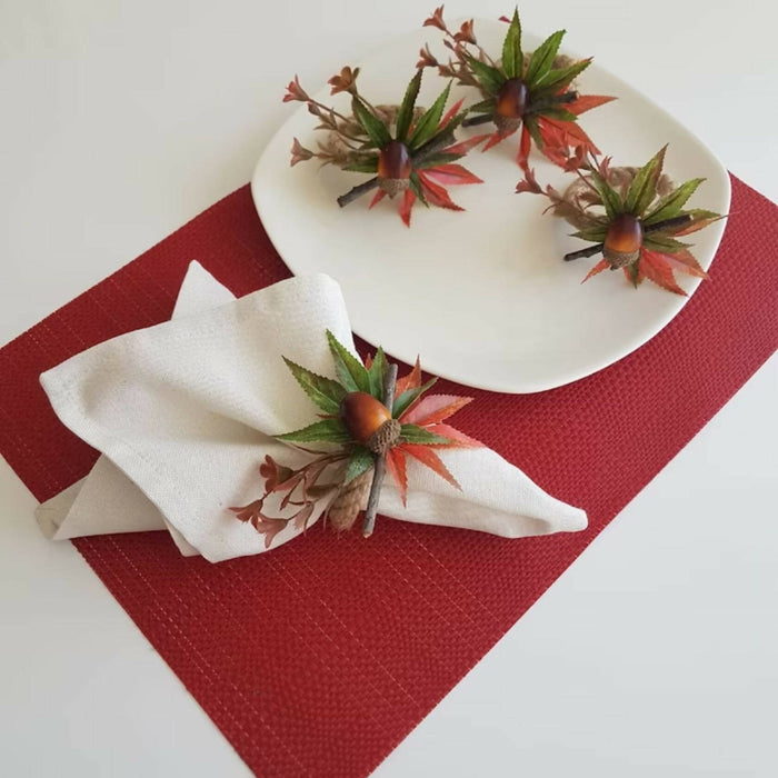 Acorn Napkin Rings|Fall Trend Napkin Ring|Acorn with Maple Leaves|Autumn Napkin Ring|Fall Decor|Farmhouse Tablecenterpiece|Rustic Tablescape