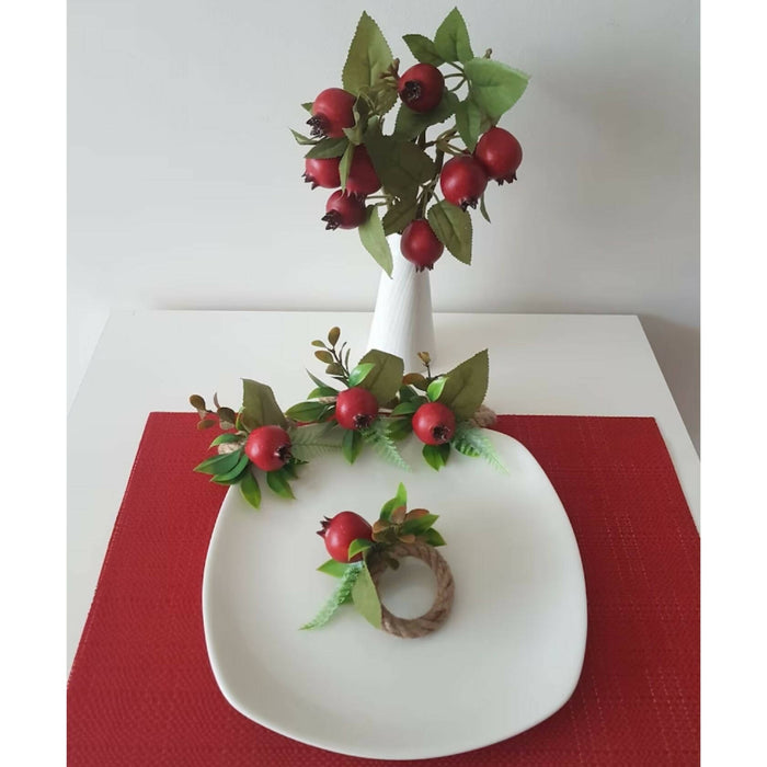 Faux Pomegranate Napkin Ring|Faux Fruit Napkin Holder|Red Pomegranate Decor|Summer Wedding Event Table Centerpiece|Rustic Kitchen Table Top