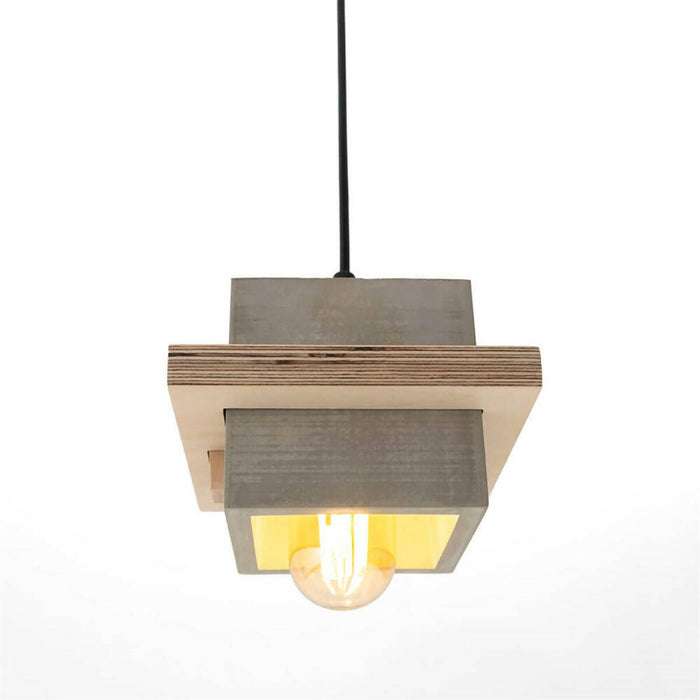 Wood and Concrete Pendant Light, Handmade Pendant Lamp, Stone Chandelier, Raw Concrete Home Decor
