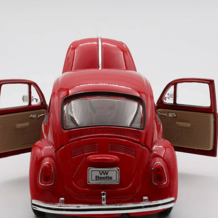 Volkswagen Beetle|Welly Scale 1/24 Model Car|Diecast Red Car for Collectors|Classic Old Metal Collection Car|Vintage Gift for Grandfather