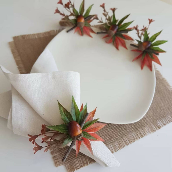 Acorn Napkin Rings|Fall Trend Napkin Ring|Acorn with Maple Leaves|Autumn Napkin Ring|Fall Decor|Farmhouse Tablecenterpiece|Rustic Tablescape