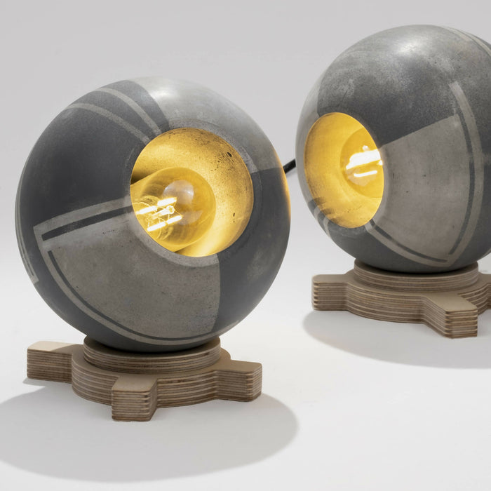 Hand-Painted Globe Concrete Table Lamp, Handmade Bedside Lamp, Industrial Decor, Edison Lamp, Concrete Home Decor