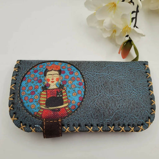 Frida Khalo Vegan Leather Wallet|Vintage Style Wallet|Frida Kahlo Money Bag|Handmade Coin Purse|Credit Card Holder|Small Boho Money Purse - wboxgo.com