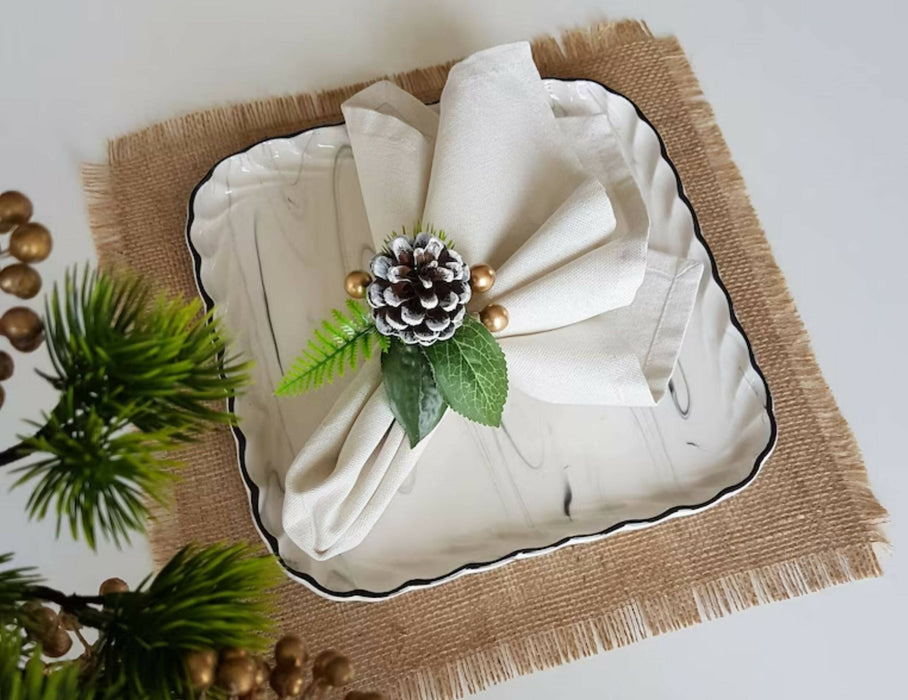 Gold Christmas Napkin Ring|Winter Trend Napkin Holder|Jute Rope Ring|Gold Berry Table Decor|Pinecones Table centerpiece|Xmas Napkin Holder