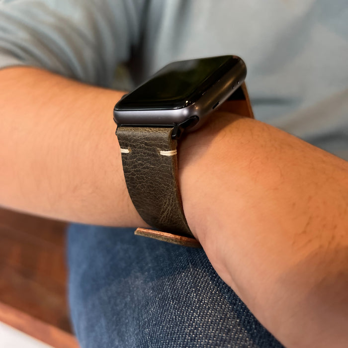 LEATHERE Handcrafted Genuine Leather Apple iWatch Strap Band in Night Blue
