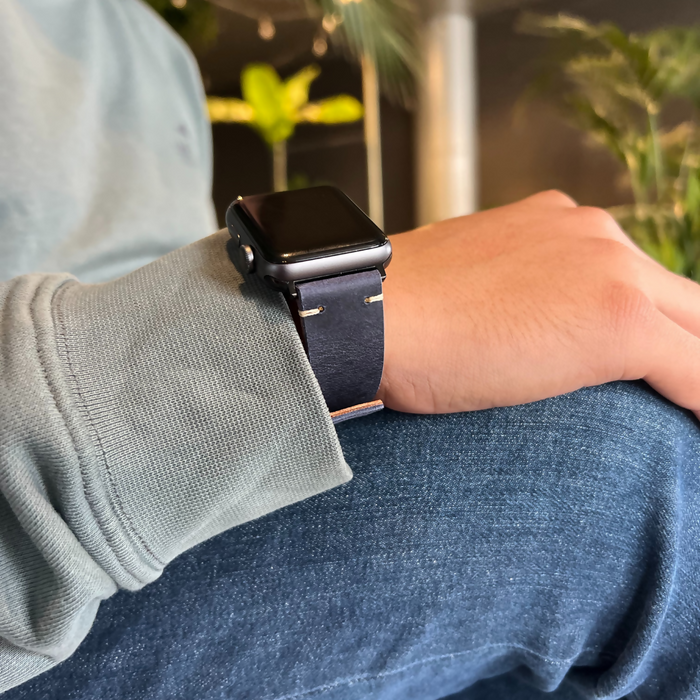 LEATHERE Handcrafted Genuine Leather Apple iWatch Strap Band in Burgundy