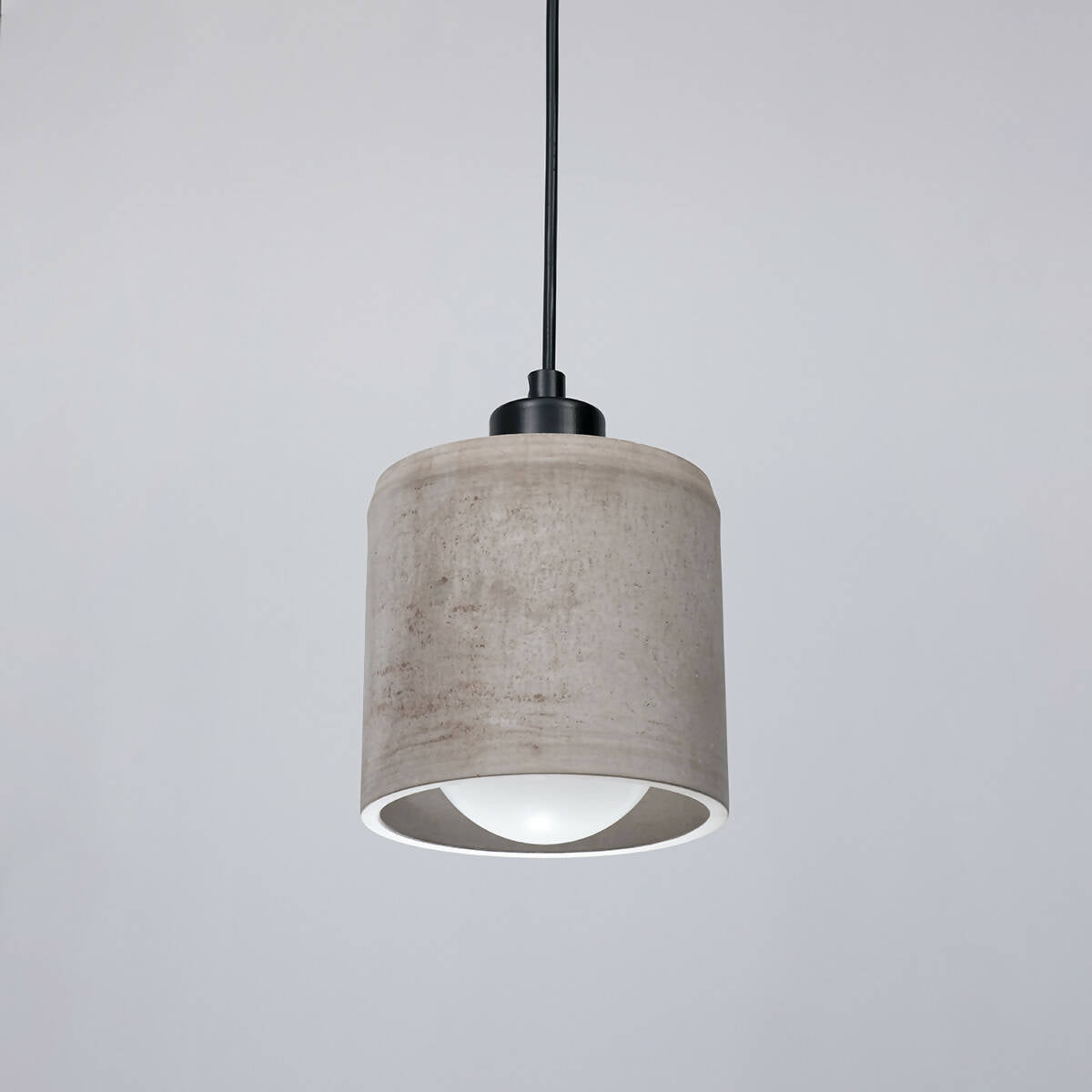 Light Brown Concrete Cylinder Pendant Lamp, Stone Chandelier, Designer Cylinder Hanging Lights, Scandinavian Design, Concrete Accessories