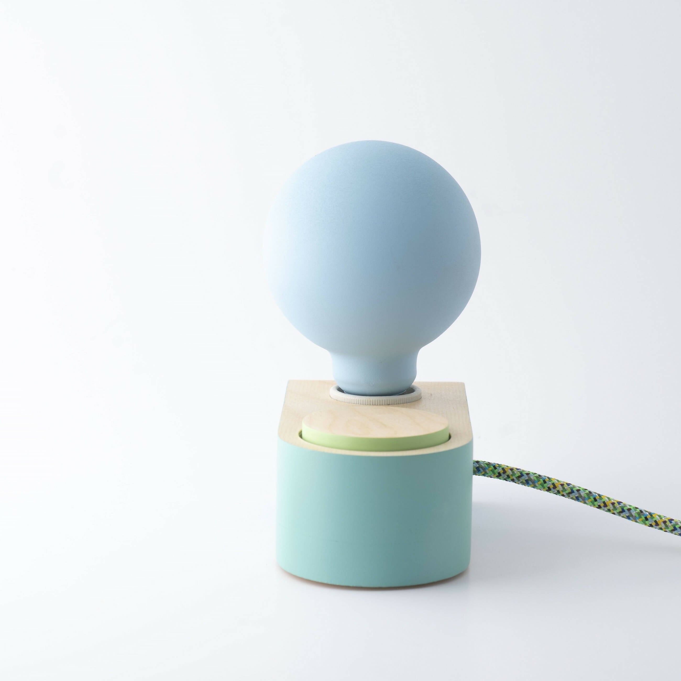 Pop Art Wooden Table Lamp, "Neptune", Blue Dimmable Table Lamp, Modern Bedside Lamp, Dimmer Light