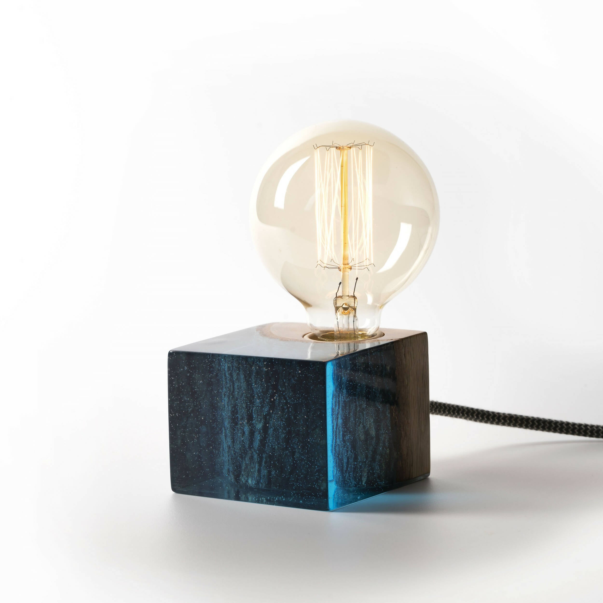 Blue Epoxy Table Lamp, Epoxy Resin Light, Edison Bedside Lamp, Modern Table Lamp, Epoxy Lighting, Resin Nightlight