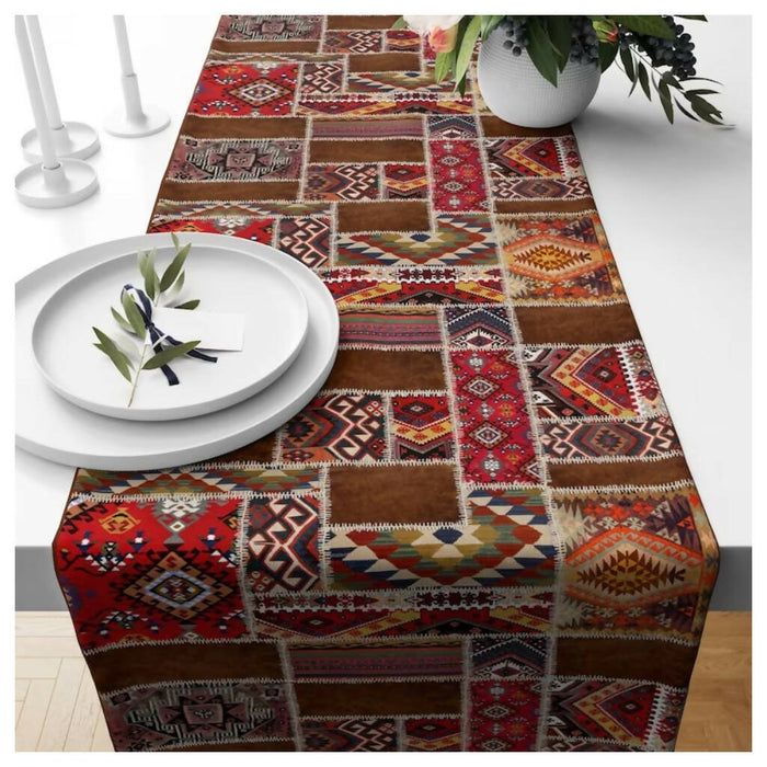 Rug Design Table Runner|Southwestern Table Runner|Aztec Home Decor|Turkish Kilim Table Decor|African Style Tablecloth|Ikat Table Runner