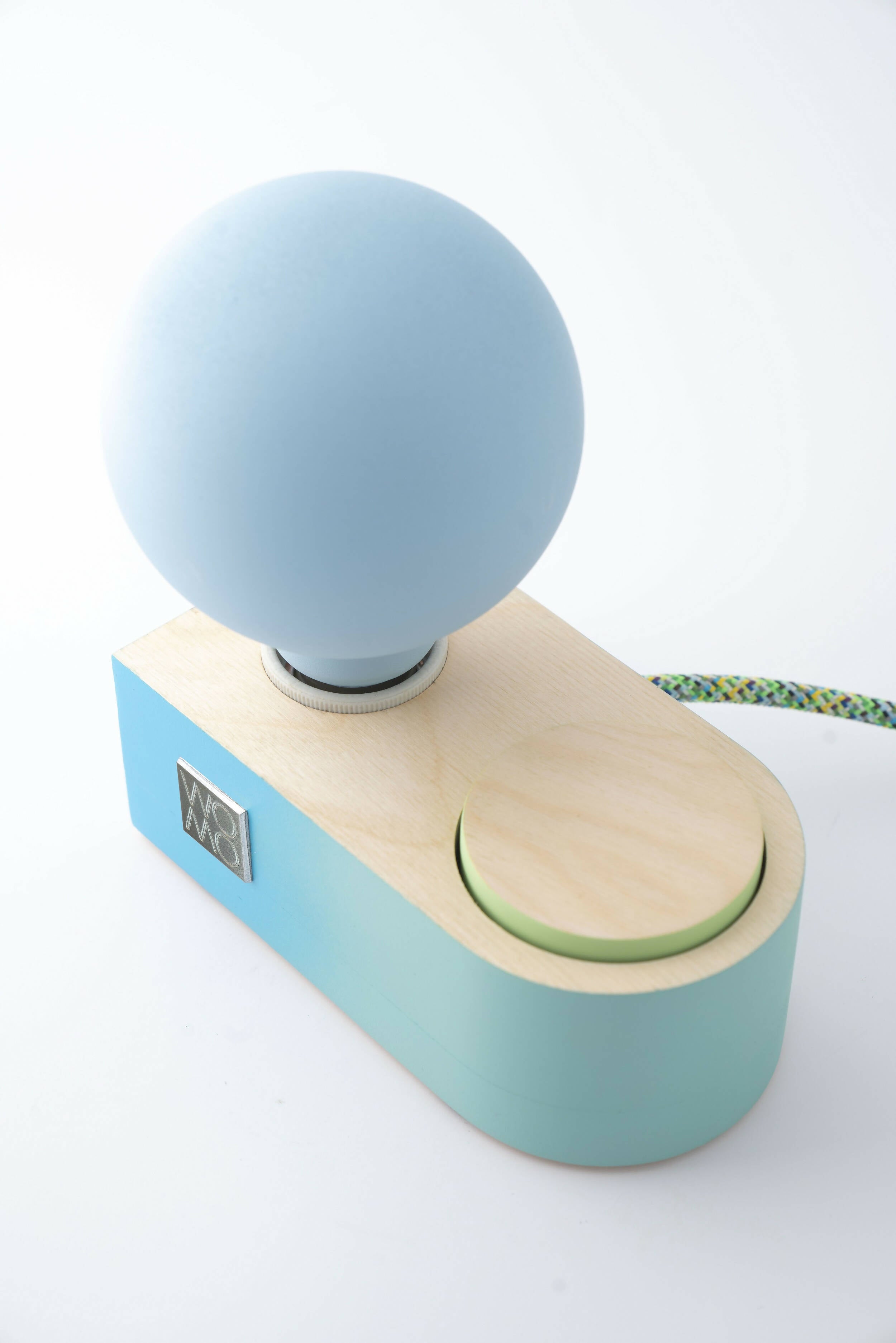 Pop Art Wooden Table Lamp, "Neptune", Blue Dimmable Table Lamp, Modern Bedside Lamp, Dimmer Light