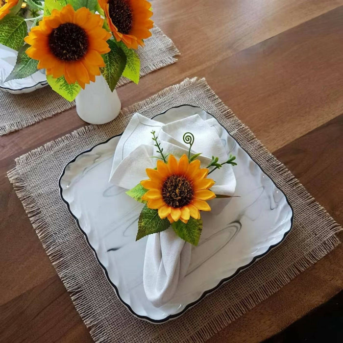 Sunflower Napkin Ring|Yellow Floral Napkin Holder|Farmhouse Style Table Decor|Summer Wedding Table Top|Table Centerpiece|Kitchen Tablescape