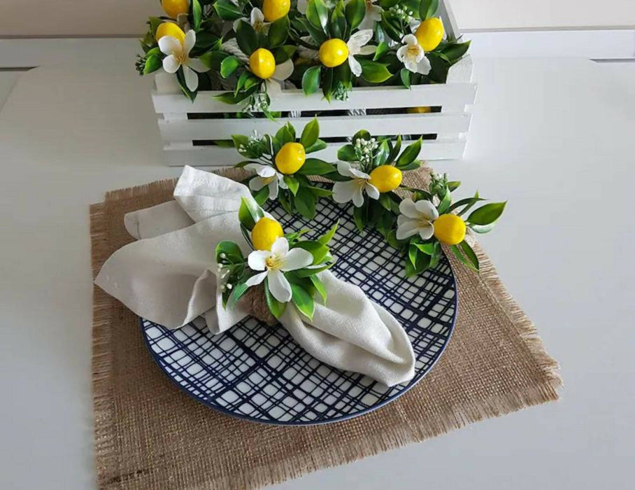 Faux Lemon Napkin Holder|Floral Lemon Napkin Ring|Farmhouse Table Decor|Summer Wedding Table decor|Table Centerpiece|Rustic Kitchen Decor