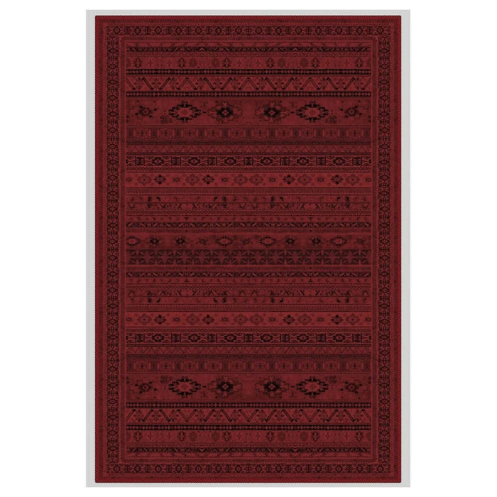 Turkish Oriental Rug|Red Black Machine-Washable Non-Slip Kilim Rug|Ethnic Design Carpet|Traditional Anatolian Multi-Purpose Anti-Slip Carpet