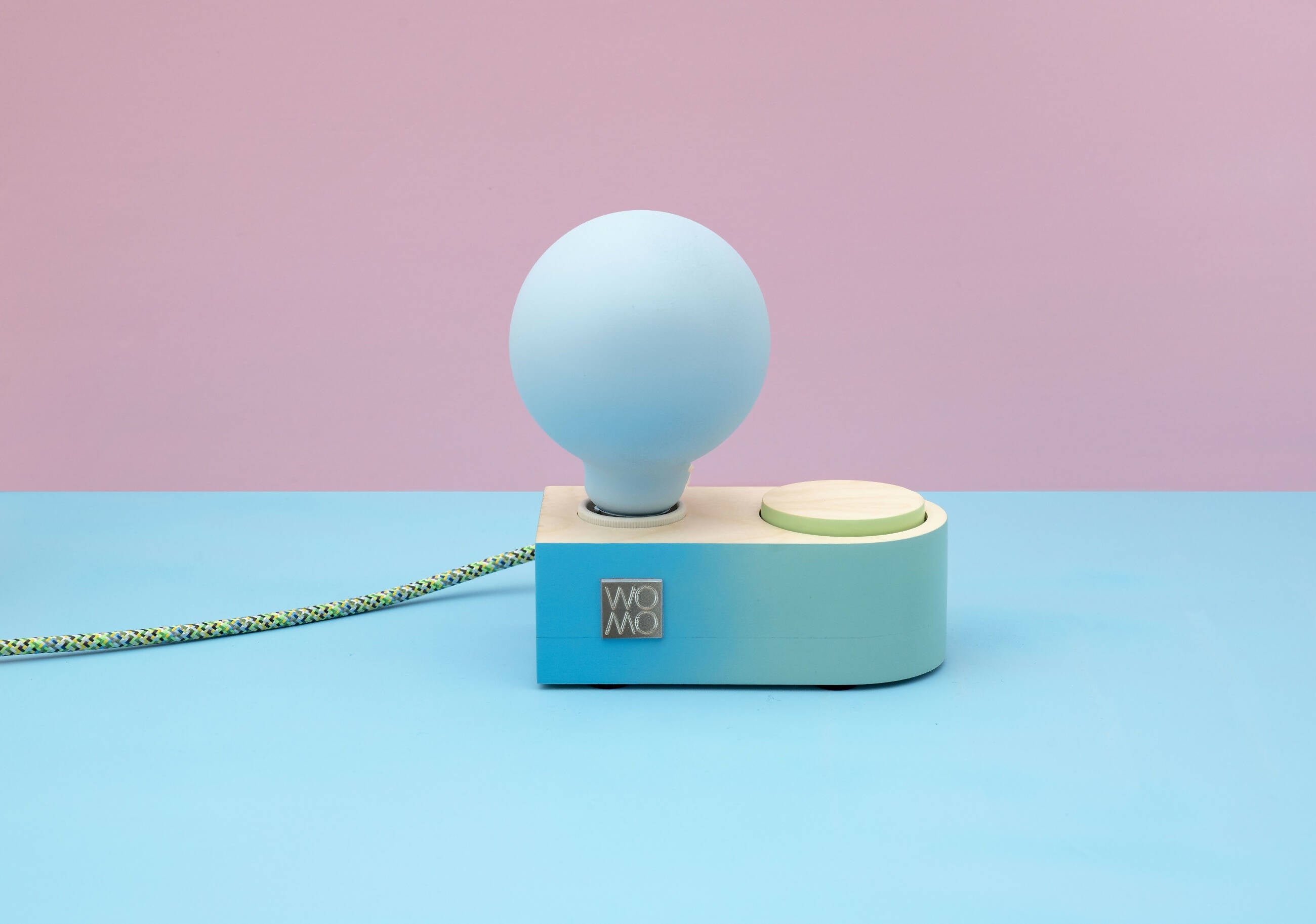 Pop Art Wooden Table Lamp, "Neptune", Blue Dimmable Table Lamp, Modern Bedside Lamp, Dimmer Light