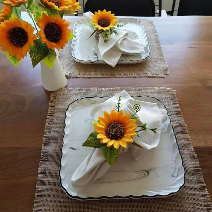 Sunflower Napkin Ring|Yellow Floral Napkin Holder|Farmhouse Style Table Decor|Summer Wedding Table Top|Table Centerpiece|Kitchen Tablescape