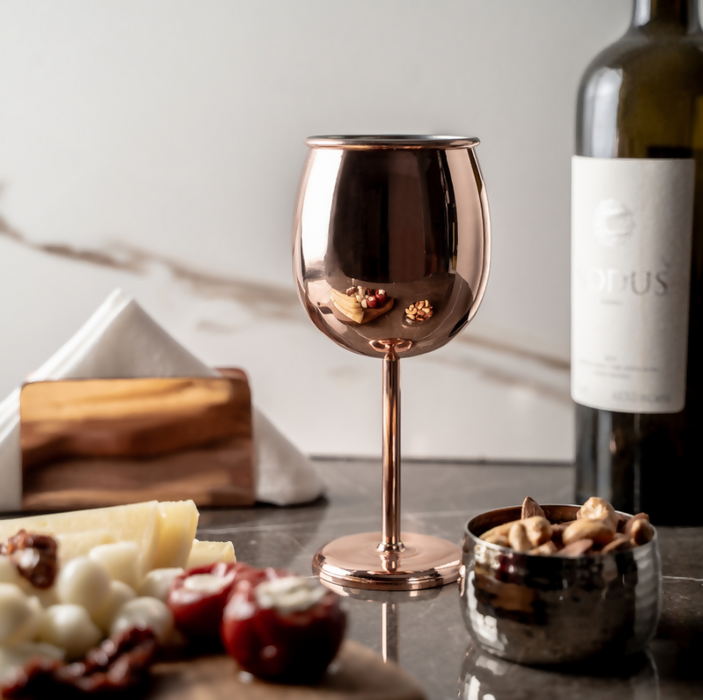Handmade Copper Wine Glass - Barware Luxury Design, Shiny Elegant Model