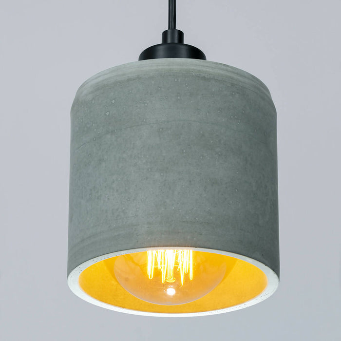 Khaki Concrete Cylinder Pendant Lamp, Stone Chandelier, Designer Cylinder Hanging Lights, Scandinavian Design, Concrete Accessories